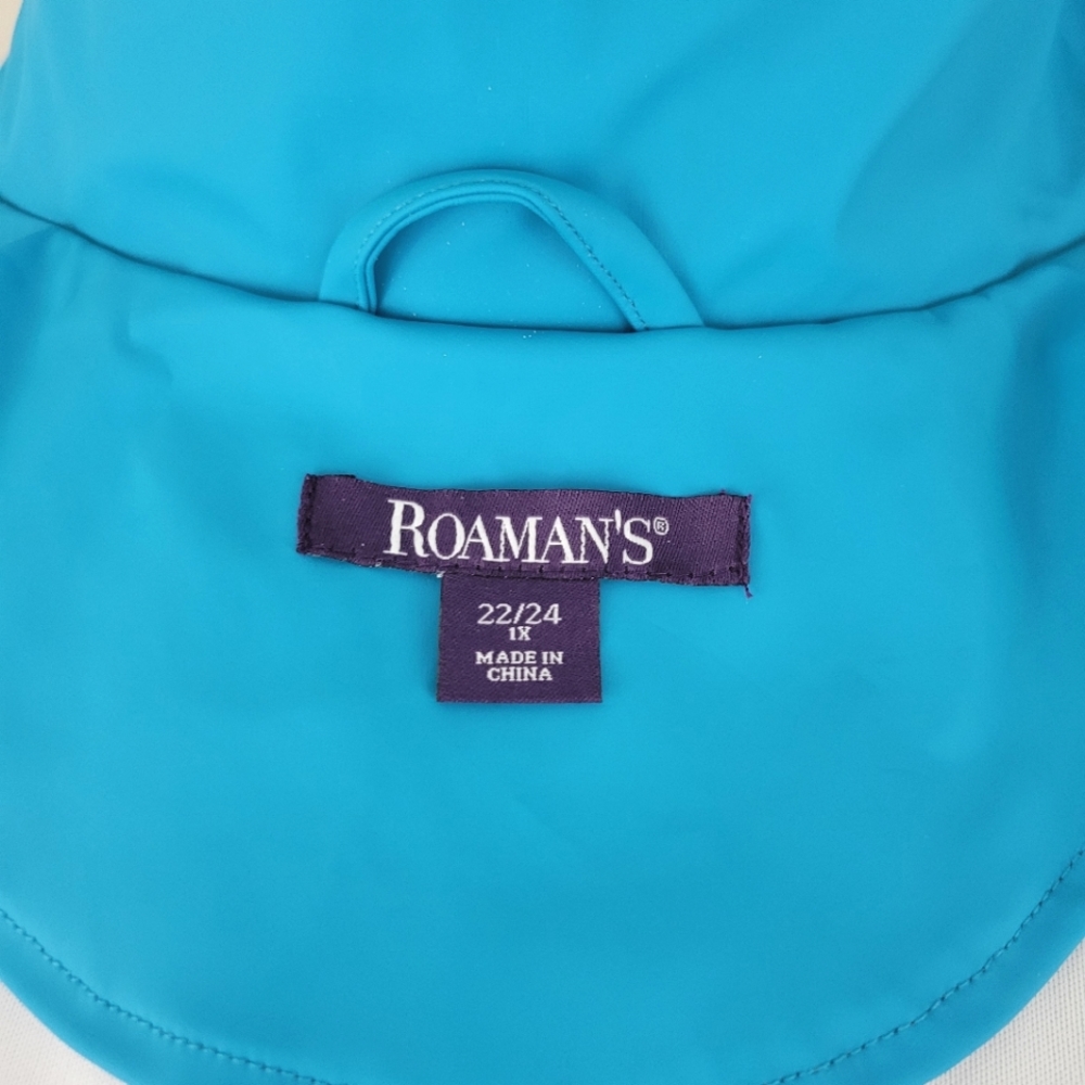 ROAMAN'S Light Blue Hooded Rain Coats 22/24 1X NWOT - Picture 6 of 11
